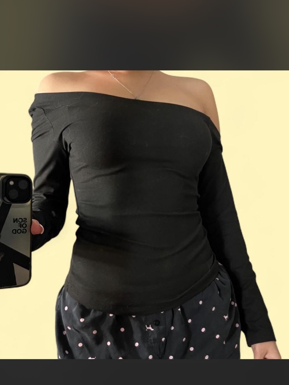 Black off the shoulder top